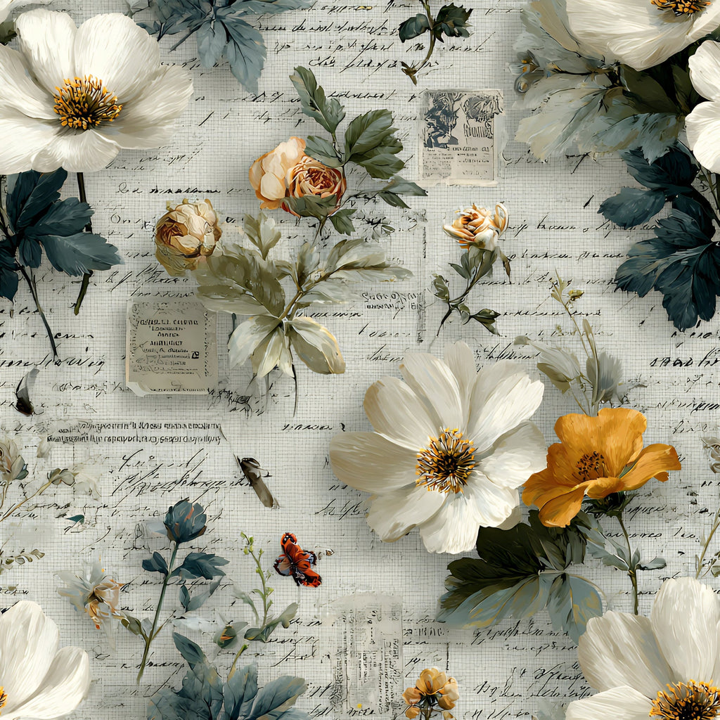 Botanical Floral Collage Pattern 10 Minky Fabric