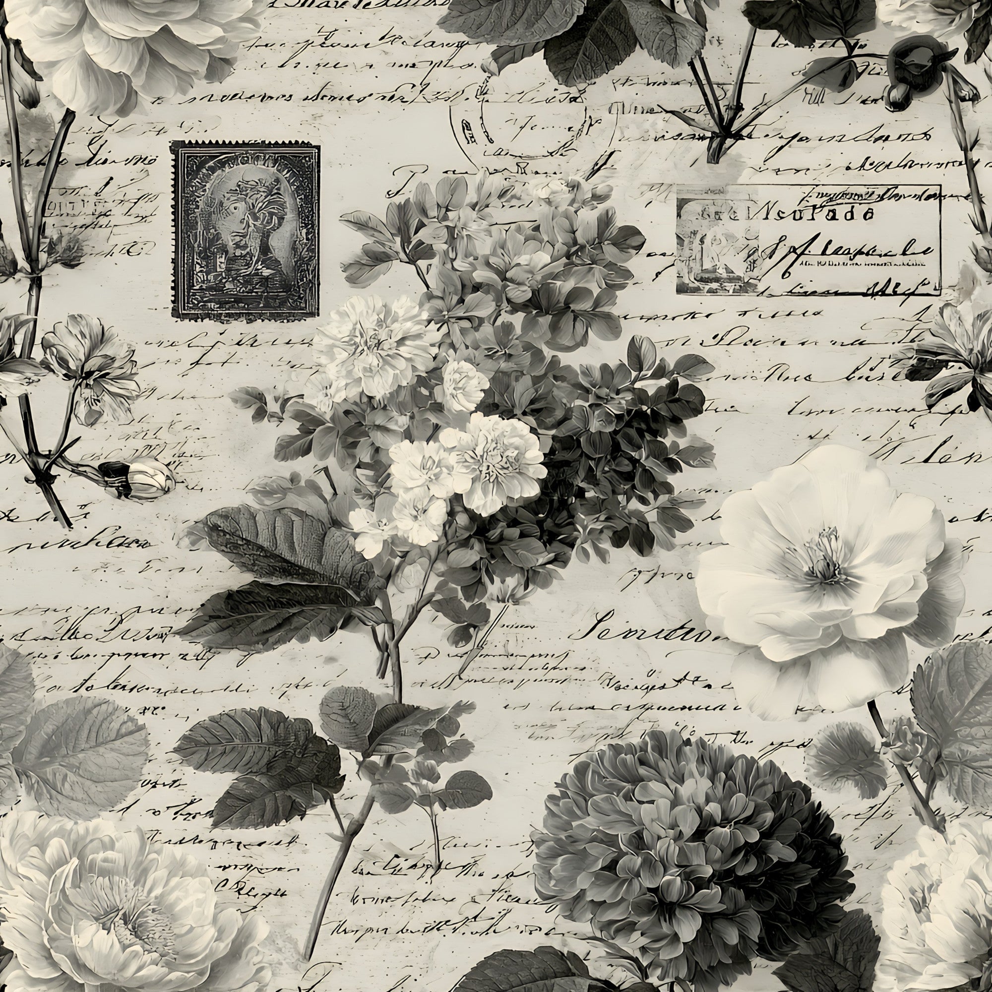 Botanical Floral Collage Pattern 11 Minky Fabric