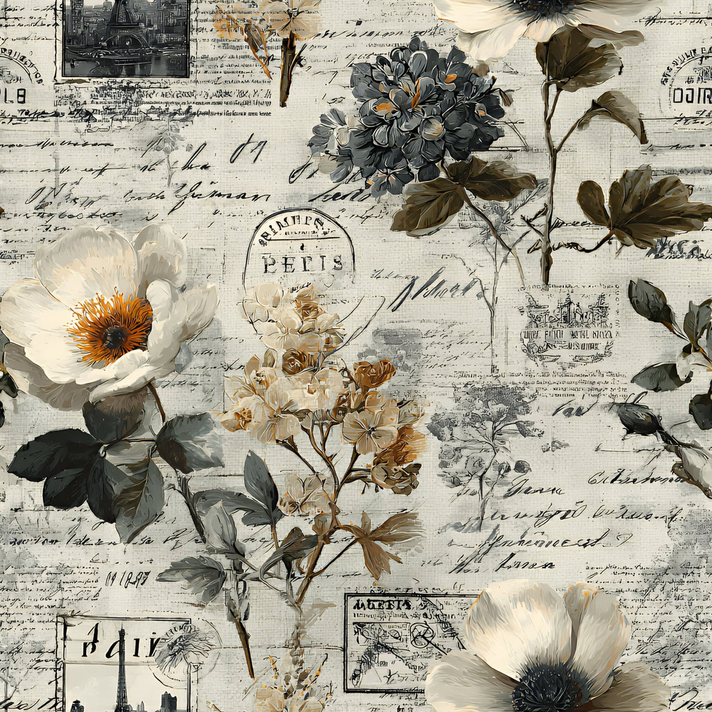 Botanical Floral Collage Pattern 12 Minky Fabric