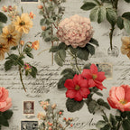 Botanical Floral Collage Pattern 4 Minky Fabric