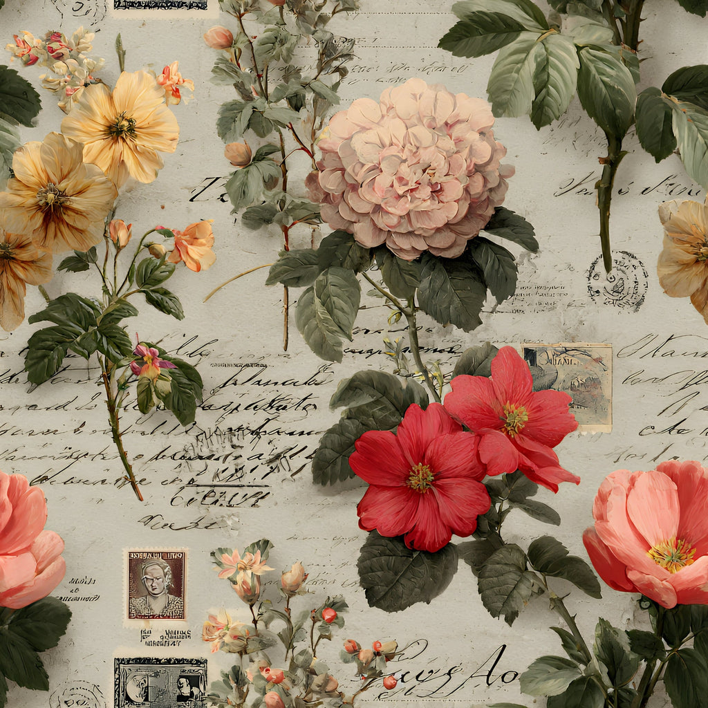 Botanical Floral Collage Pattern 4 Minky Fabric