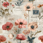 Botanical Floral Collage Pattern 6 Minky Fabric