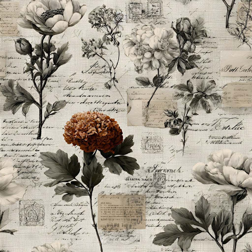 Botanical Floral Collage Pattern 8 Minky Fabric