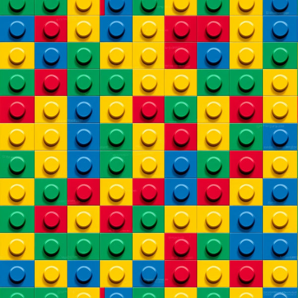 building blocks, lego bricks, geometric pattern, bright colors, primary colors, red, blue, yellow, green, colorful squares, toy blocks, childhood theme, playful design,, fabric panel, rectangular blocks, circular studs, grid pattern, vibrant hues, craft fabric