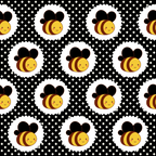 bumble bees, cute bees, yellow, black, white, honeycomb pattern, hexagonal design, geometric pattern, kawaii style, adorable faces,, fabric panel, repeating pattern, insect motif, cheerful design, spring theme, nature inspired, craft fabric, sewing material, whimsical bees