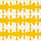 yellow, golden honey, hexagonal honeycomb, dripping honey, geometric pattern, beehive structure,, fabric panel, sweet treats, nature inspired, amber tones, sticky texture, organic shapes, repeating motif, craft material, sewing fabric, buzzing theme, natural elements, flowing drips