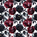 burgundy, maroon, navy blue, dark gray, cream background, floral pattern, roses, peonies, botanical design, moody flowers, dark blooms, leafy stems, autumn colors, october theme,, fabric panel, gothic floral, dramatic flowers, rich tones, seamless repeat