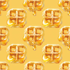 golden yellow, honey drip, waffle pattern, breakfast food, syrup dripping, warm tones, amber, repeating pattern,, fabric panel, food motif, kitchen theme, sweet treats, geometric squares, drizzling effect, buttery colors, morning breakfast, comfort food, cozy aesthetic, culinary design