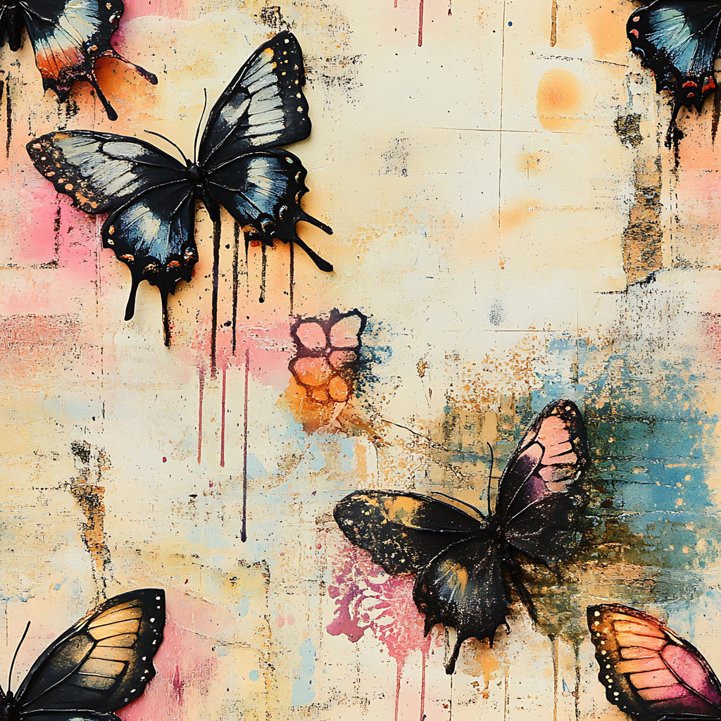 Butterfly Collage Art Pattern 10 Minky Fabric