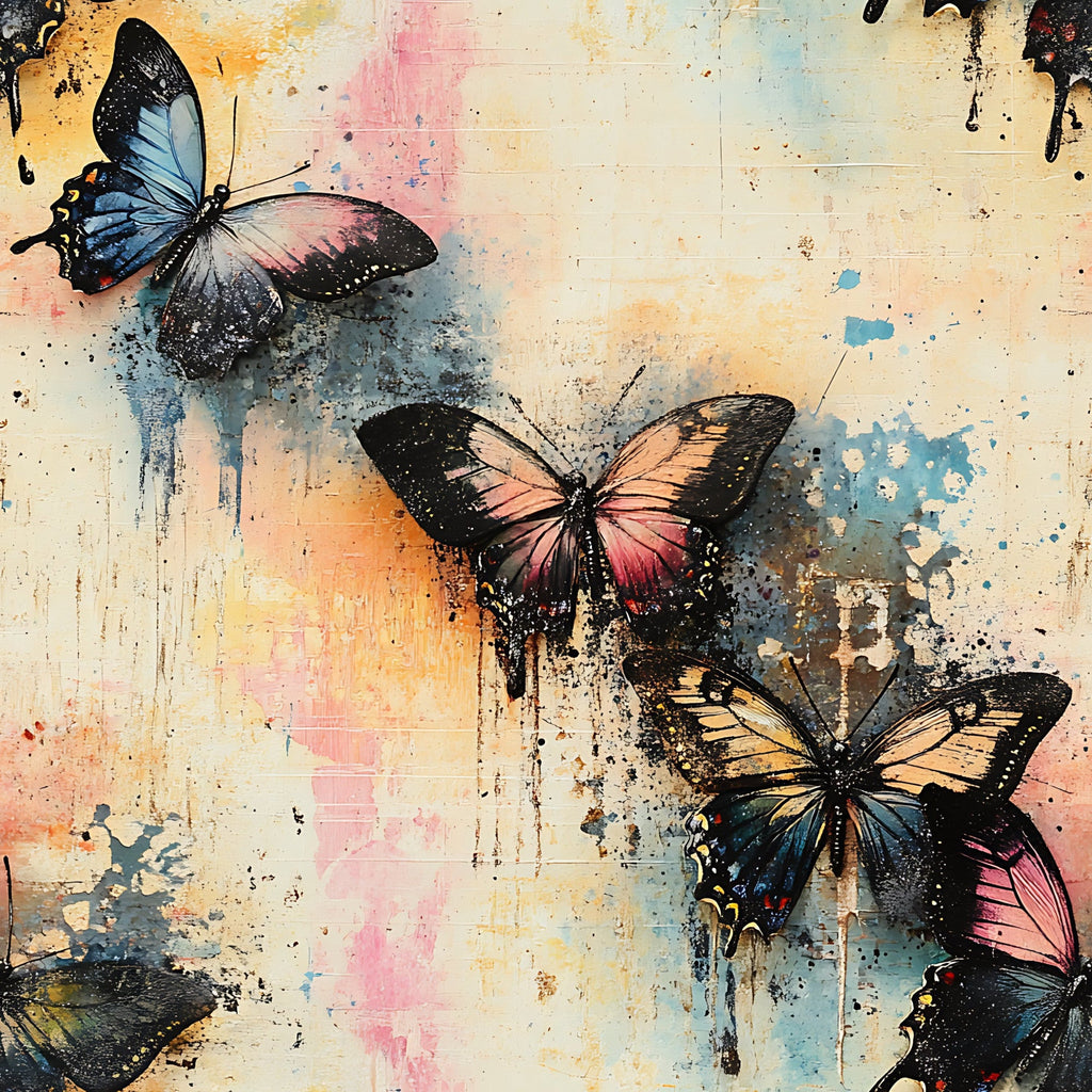 Butterfly Collage Art Pattern 11 Minky Fabric