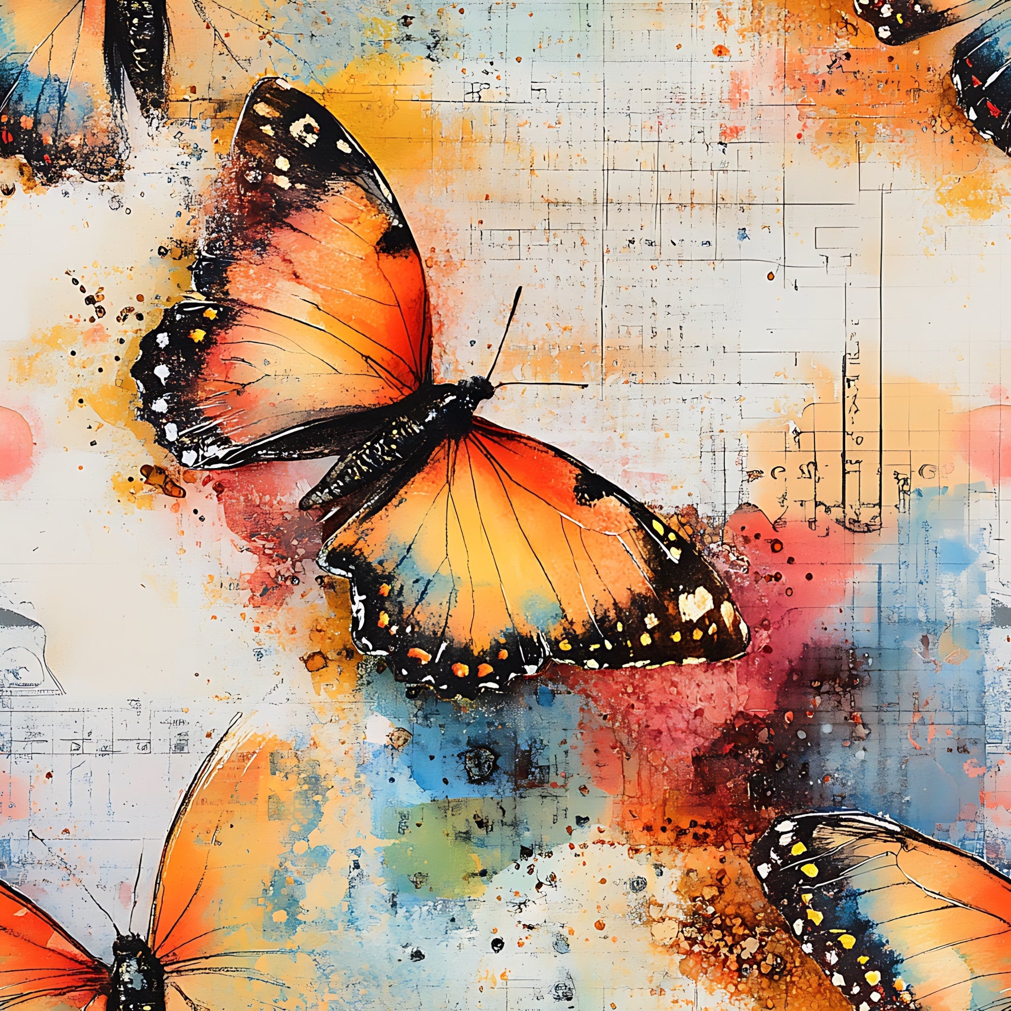 Butterfly Collage Art Pattern 15 Minky Fabric