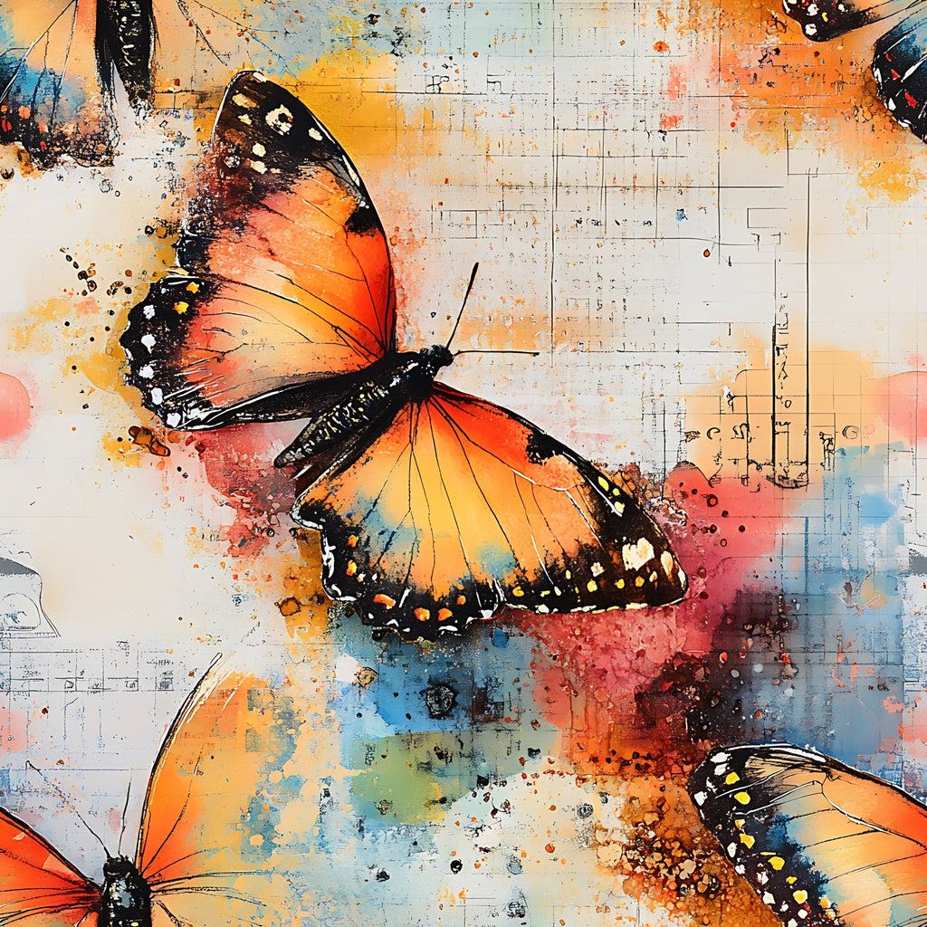 Butterfly Collage Art Pattern 15 Minky Fabric