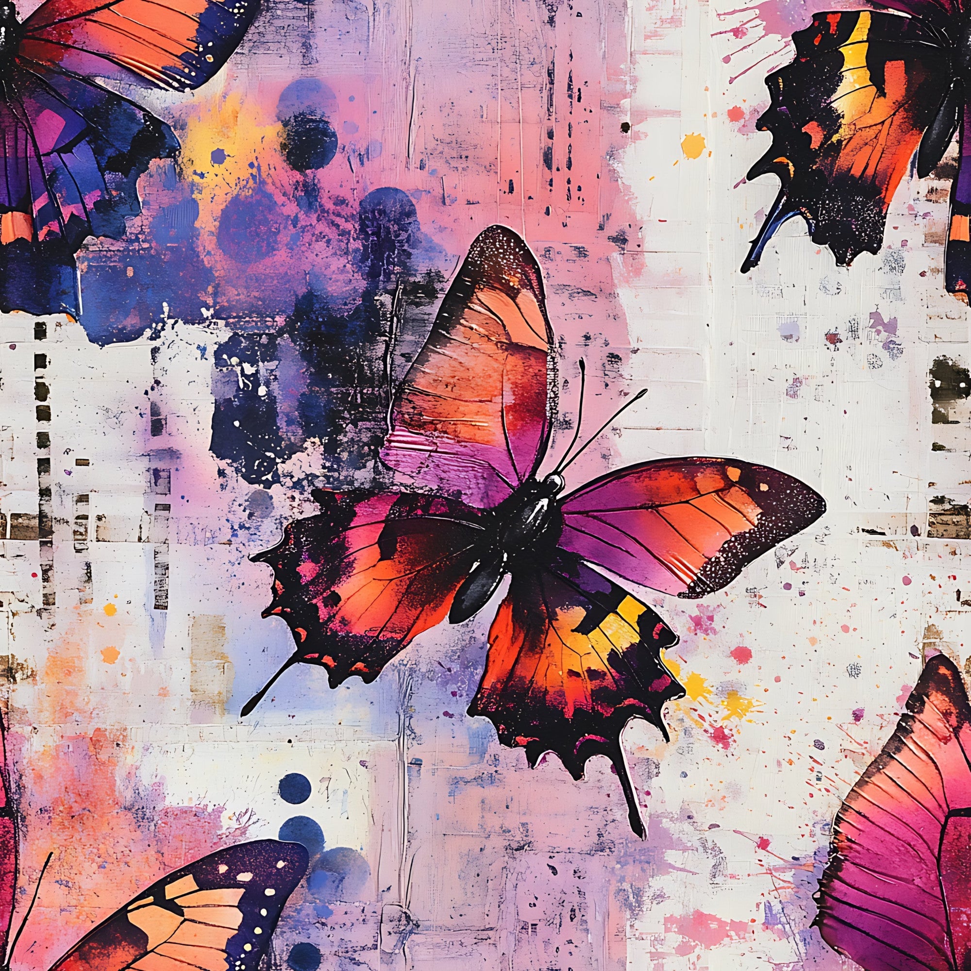Butterfly Collage Art Pattern 16 Minky Fabric