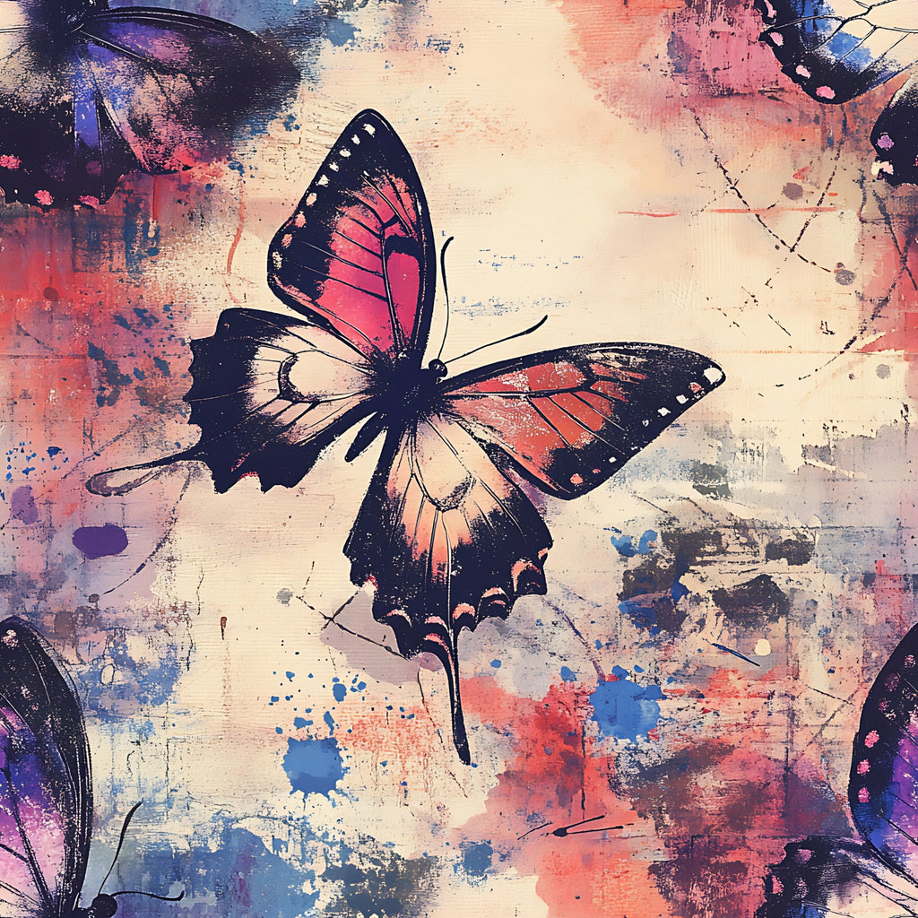 Butterfly Collage Art Pattern 17 Minky Fabric
