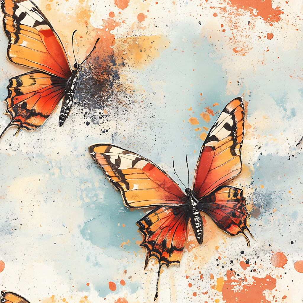 Butterfly Collage Art Pattern 18 Minky Fabric