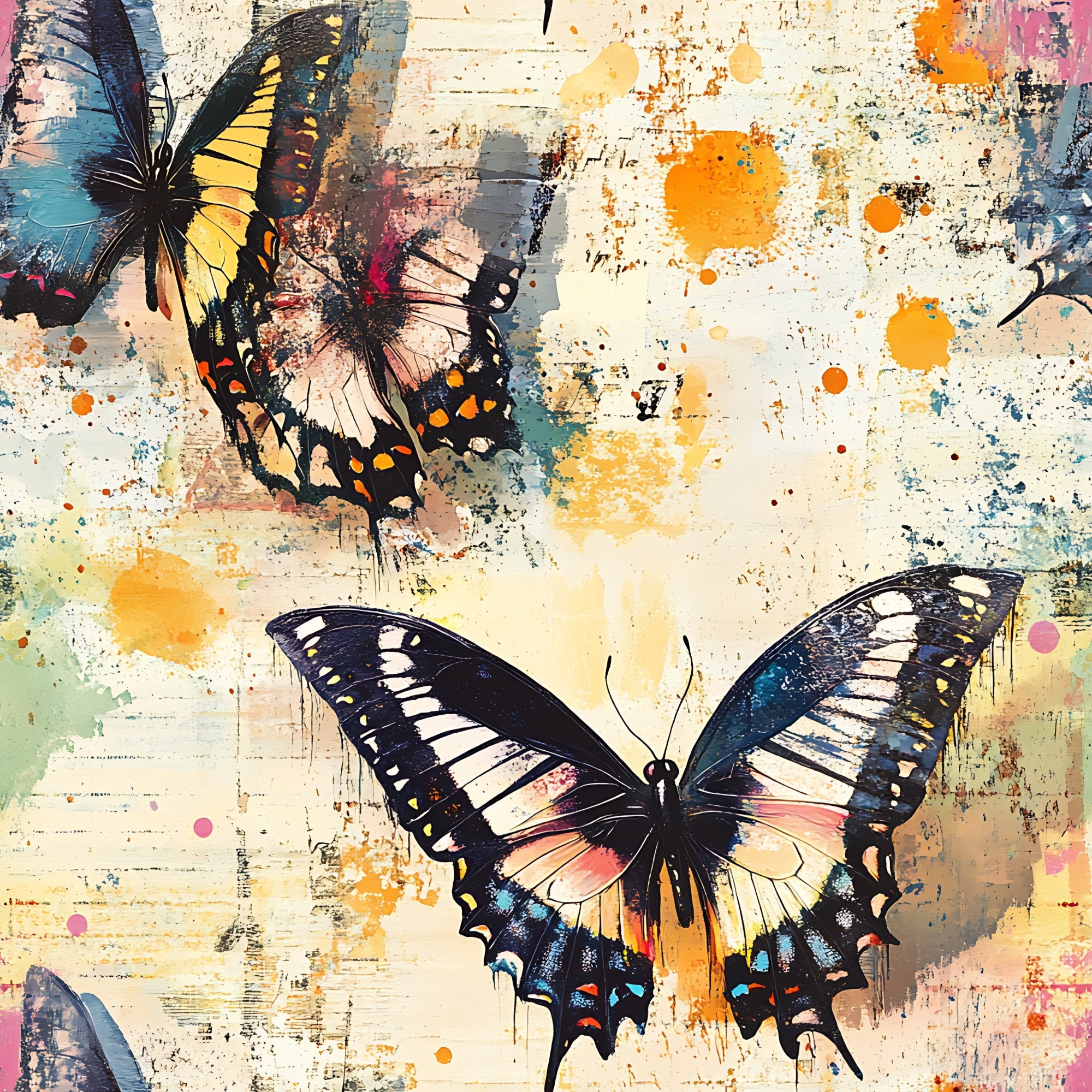 Butterfly Collage Art Pattern 19 Minky Fabric