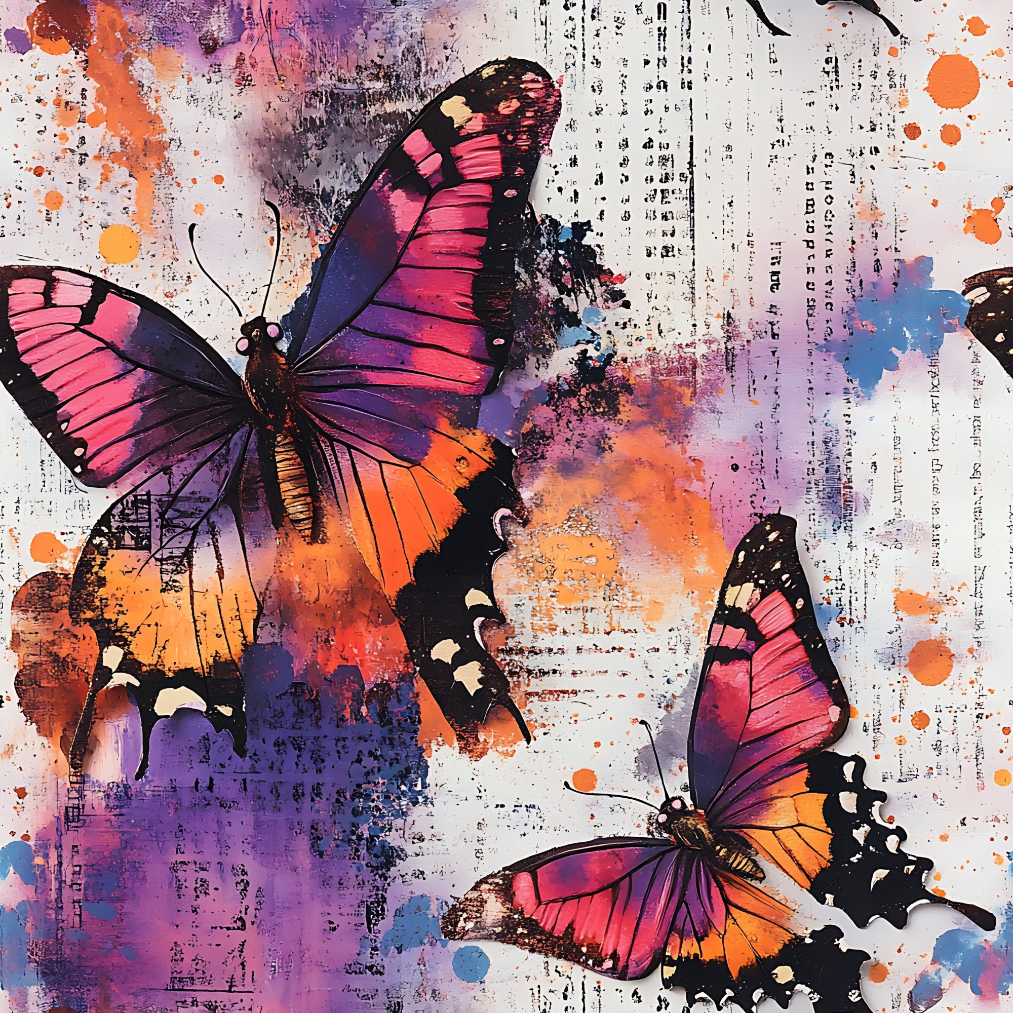 Butterfly Collage Art Pattern 2 Minky Fabric