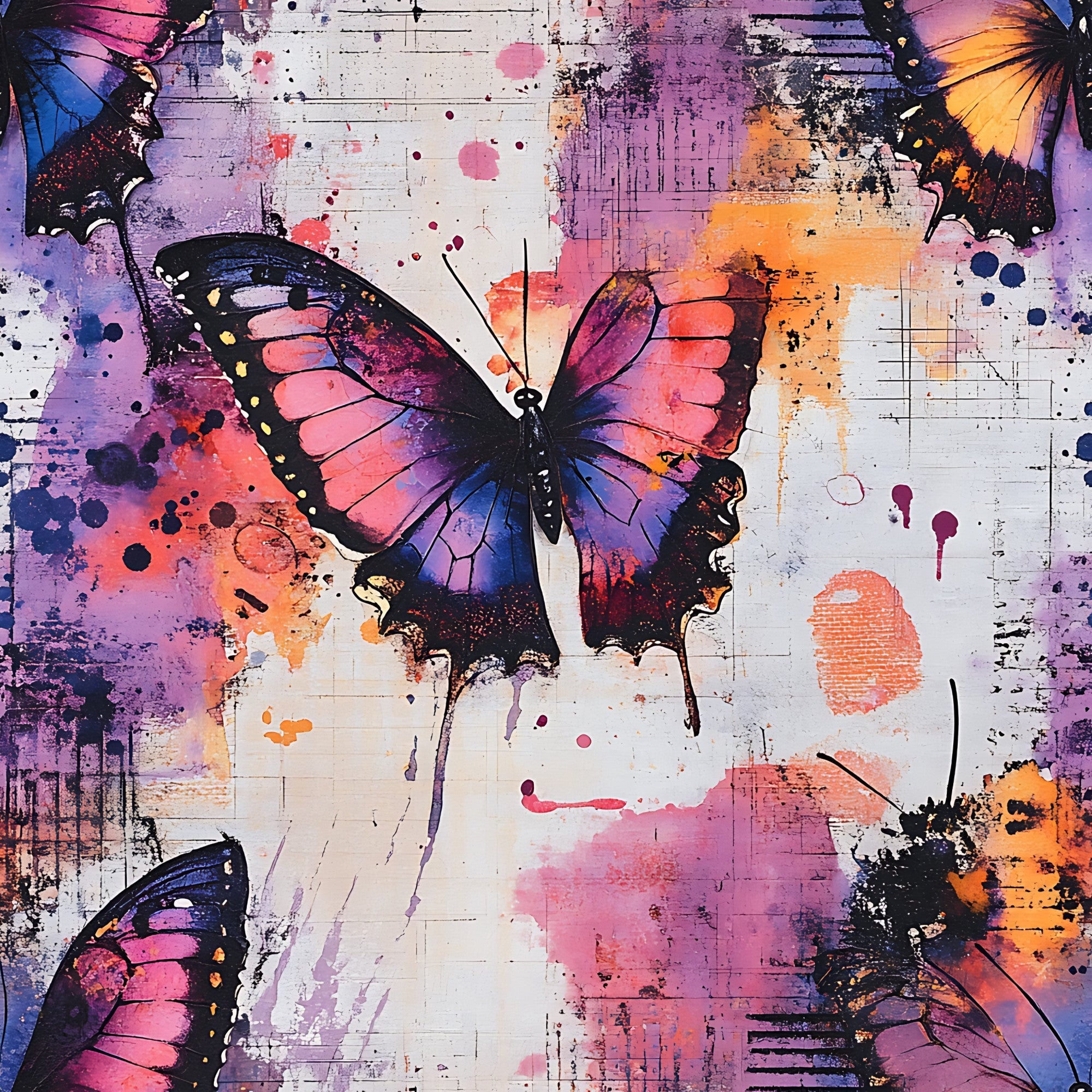 Butterfly Collage Art Pattern 3 Minky Fabric