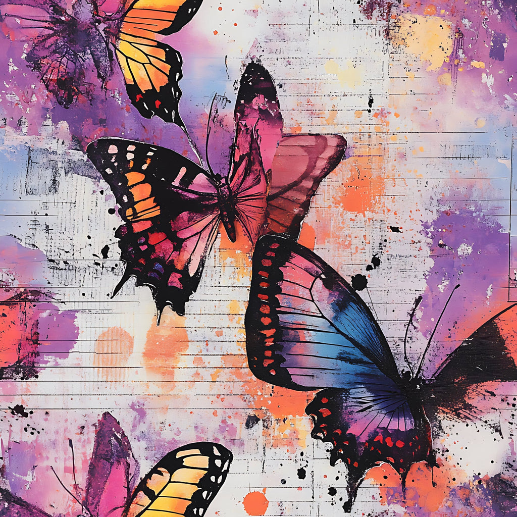 Butterfly Collage Art Pattern 4 Minky Fabric