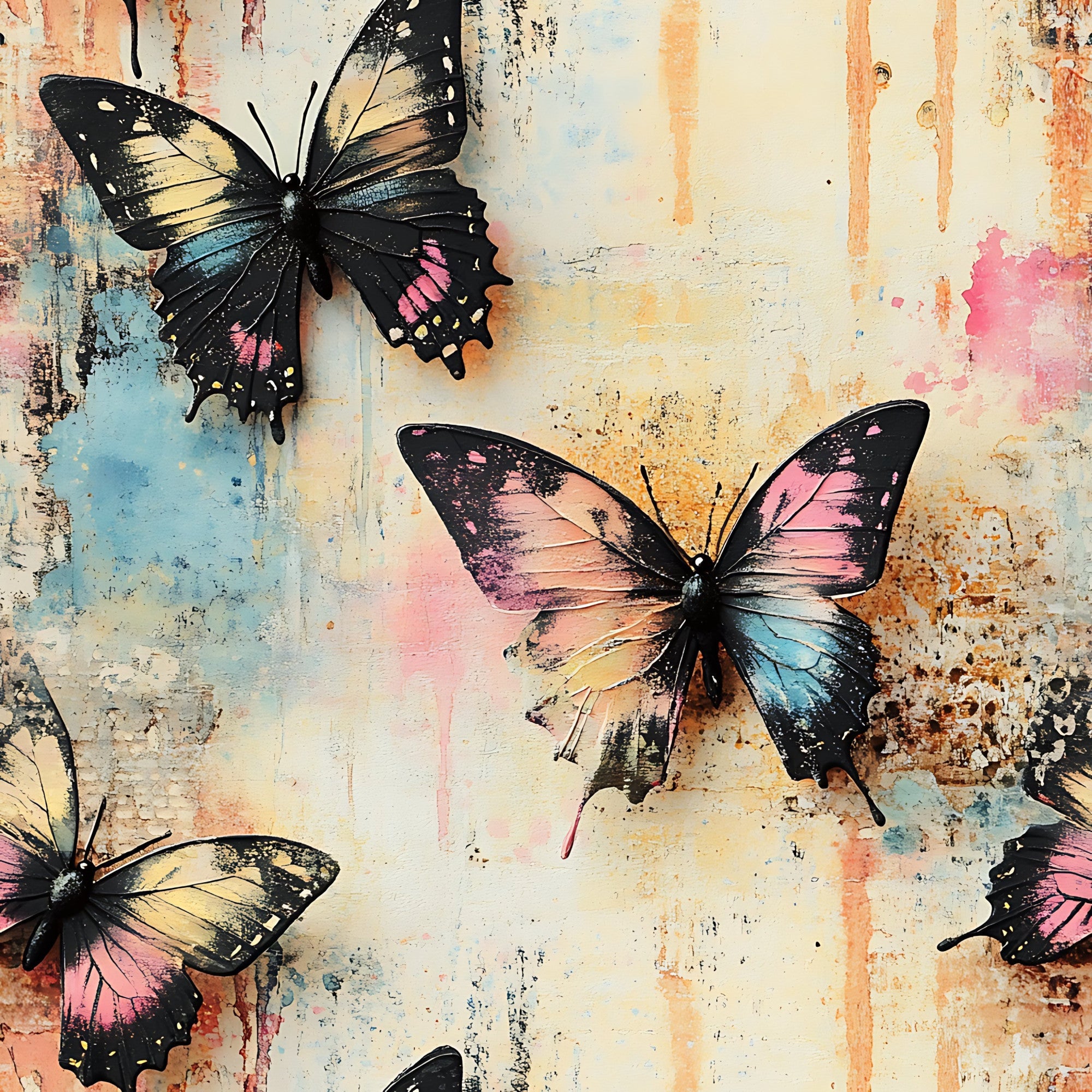 Butterfly Collage Art Pattern 7 Minky Fabric