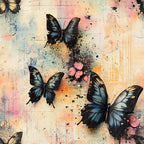 Butterfly Collage Art Pattern 8 Minky Fabric