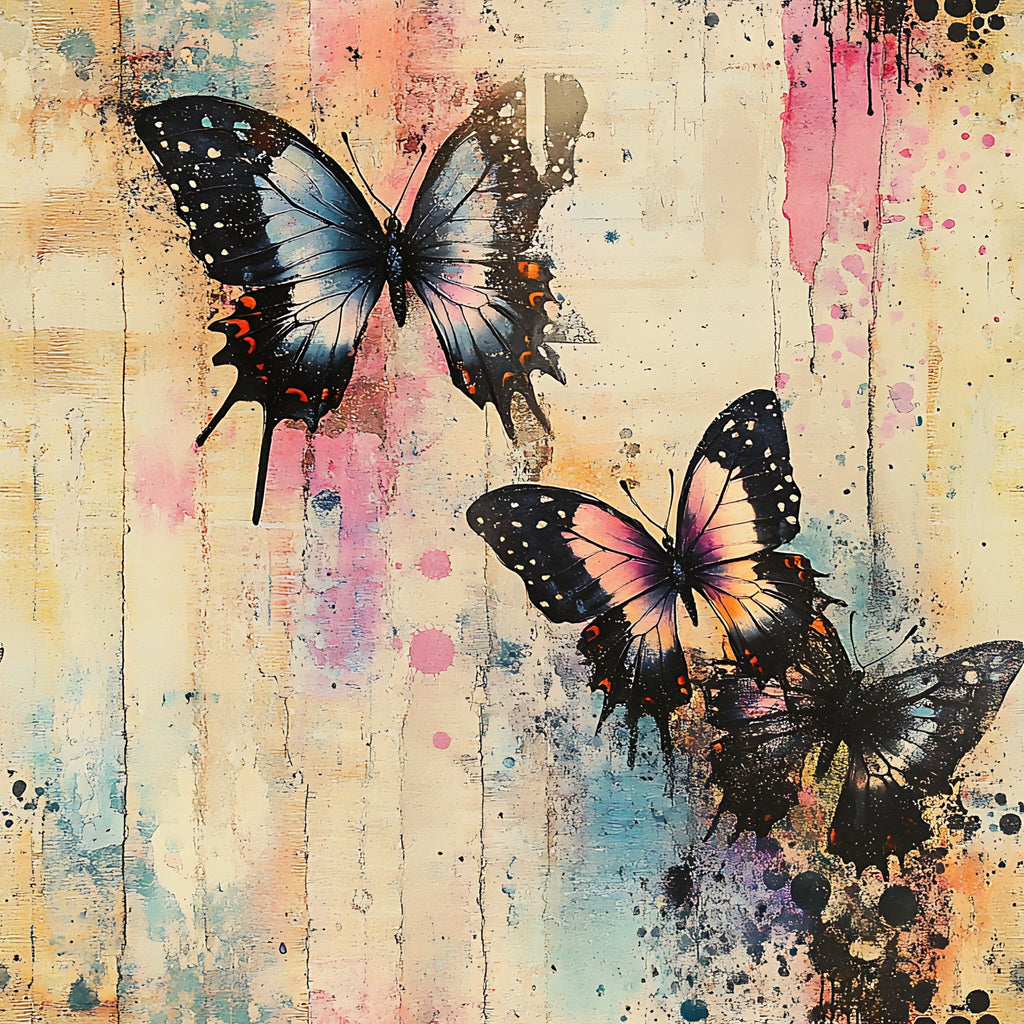 Butterfly Collage Art Pattern 9 Minky Fabric