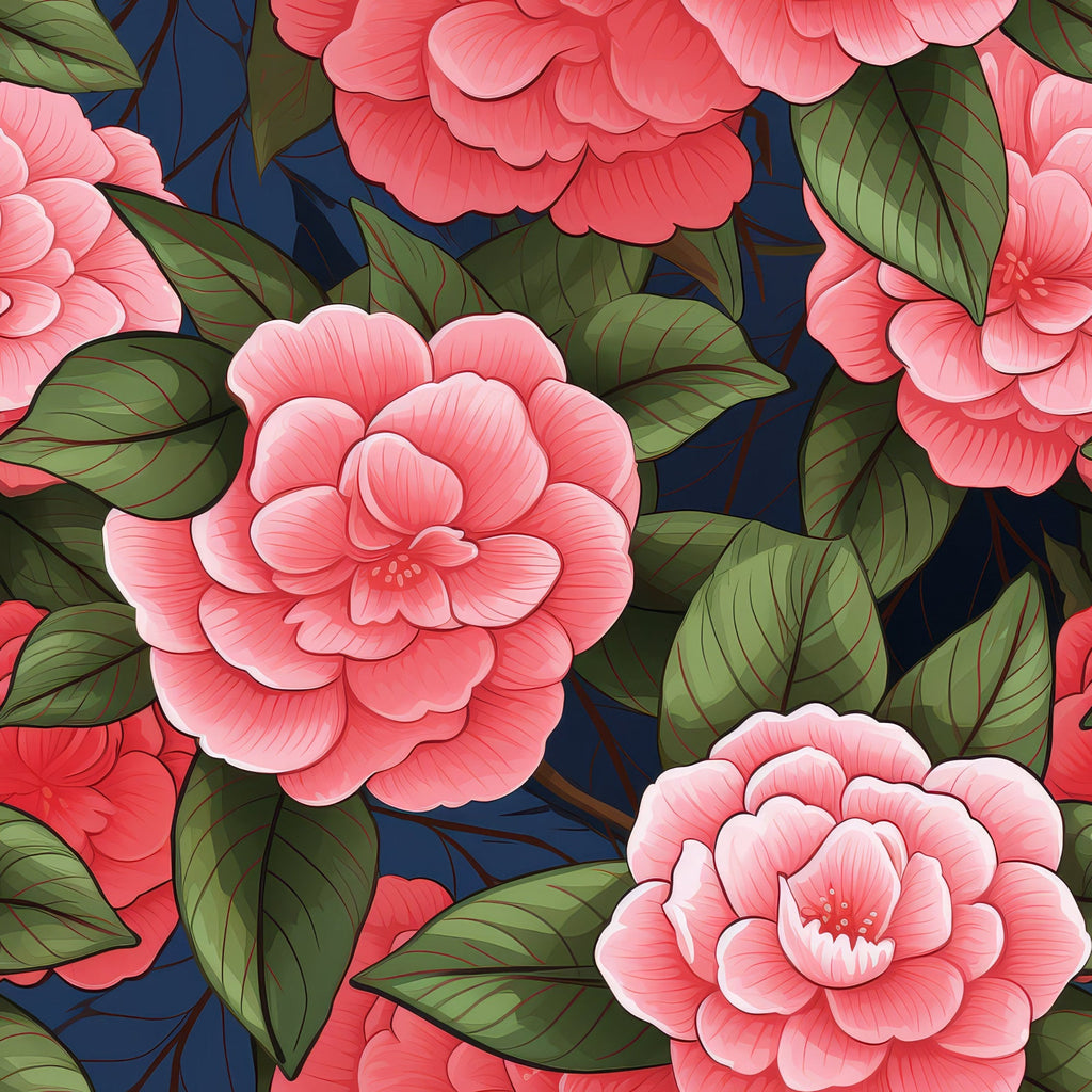Camellia Flowers Pattern 10 Minky Fabric
