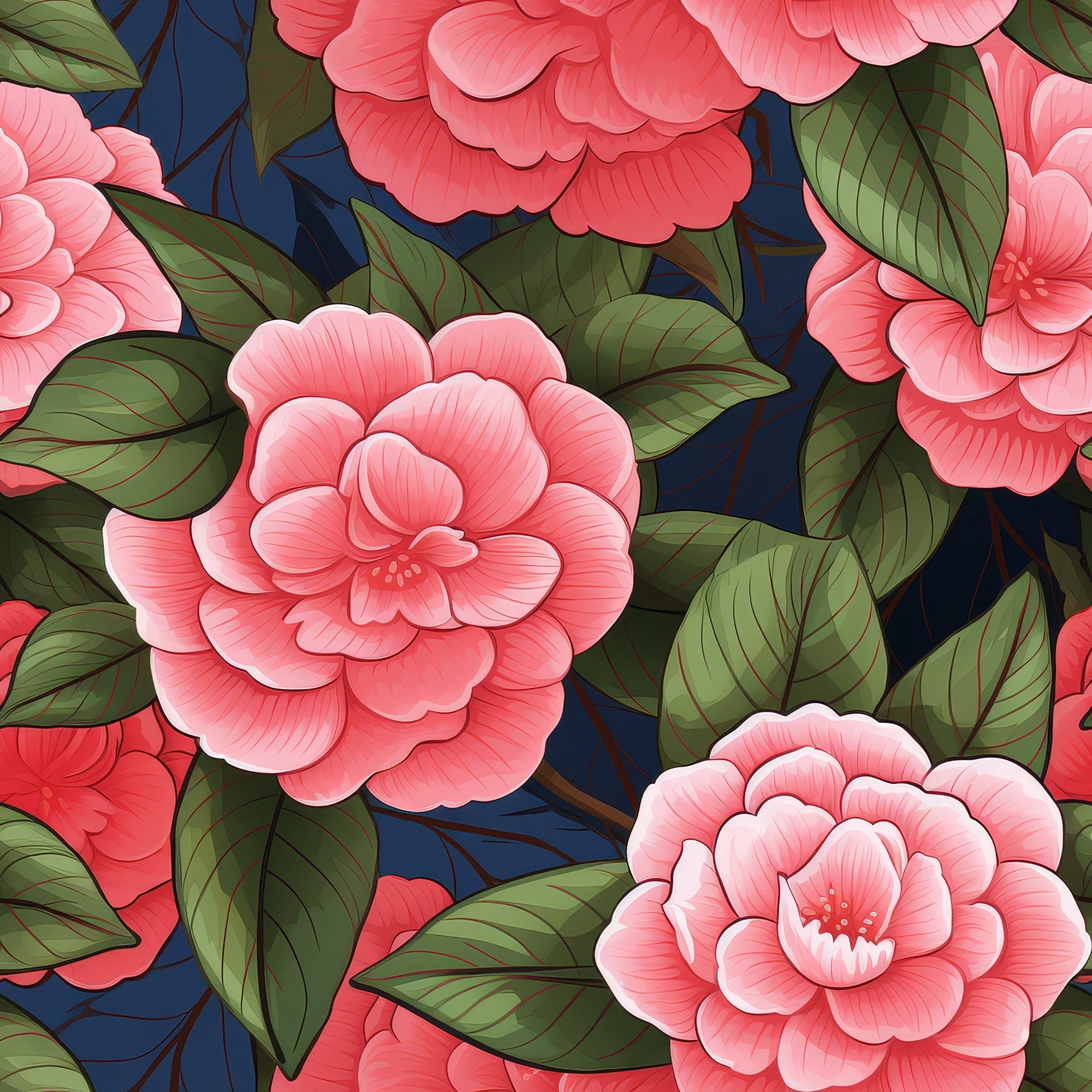 Camellia Flowers Pattern 10 Minky Fabric
