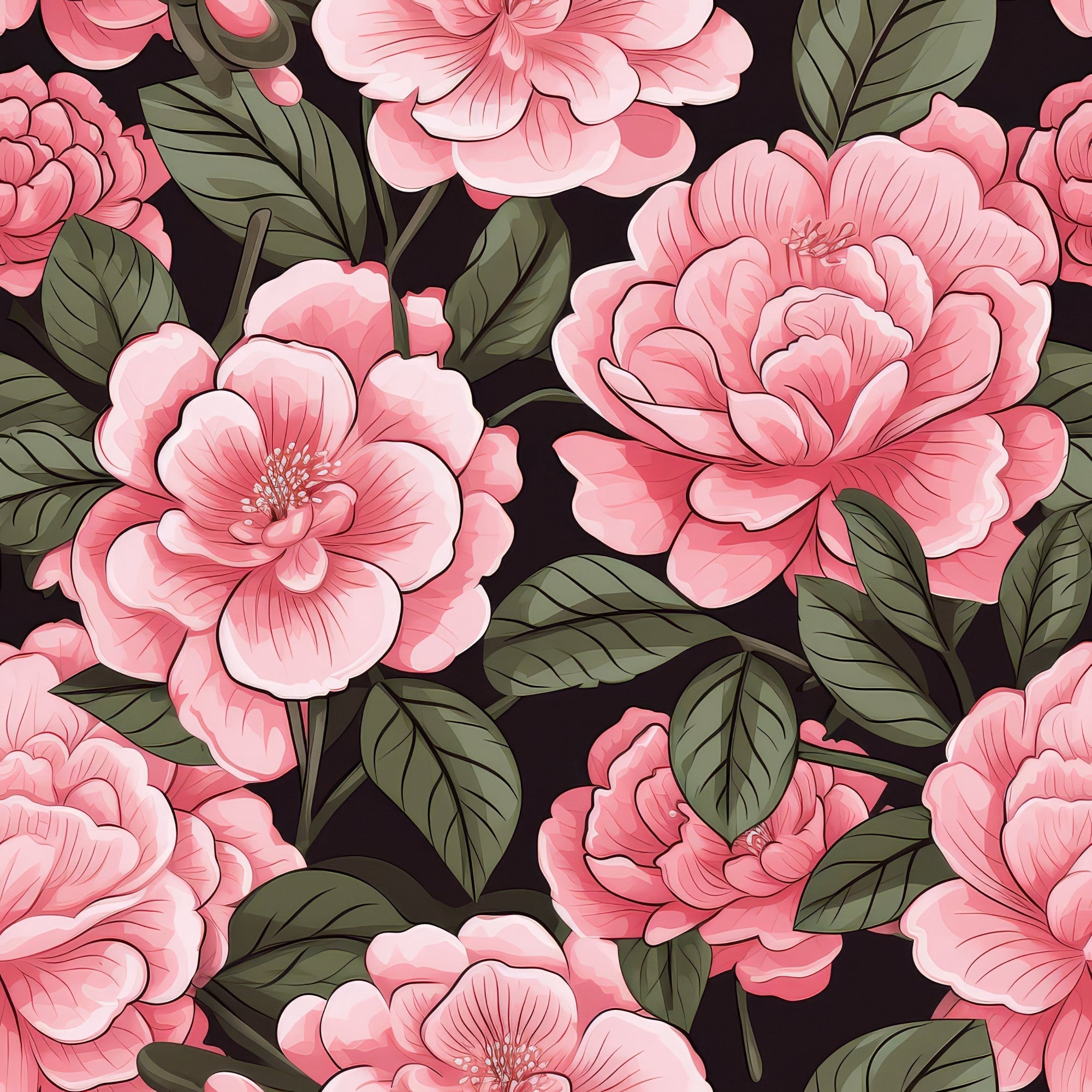 Camellia Flowers Pattern 11 Minky Fabric