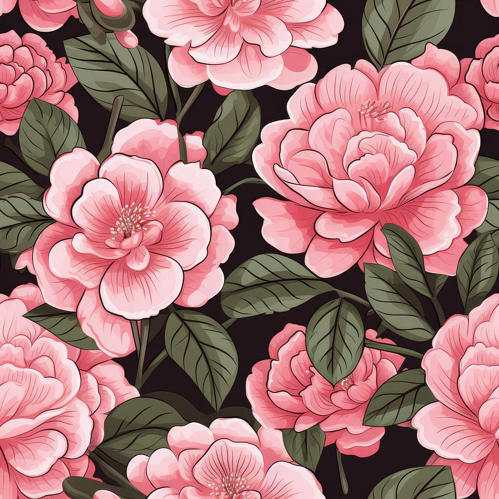Camellia Flowers Pattern 11 Minky Fabric