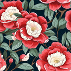 Camellia Flowers Pattern 2 Minky Fabric