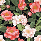 Camellia Flowers Pattern 3 Minky Fabric