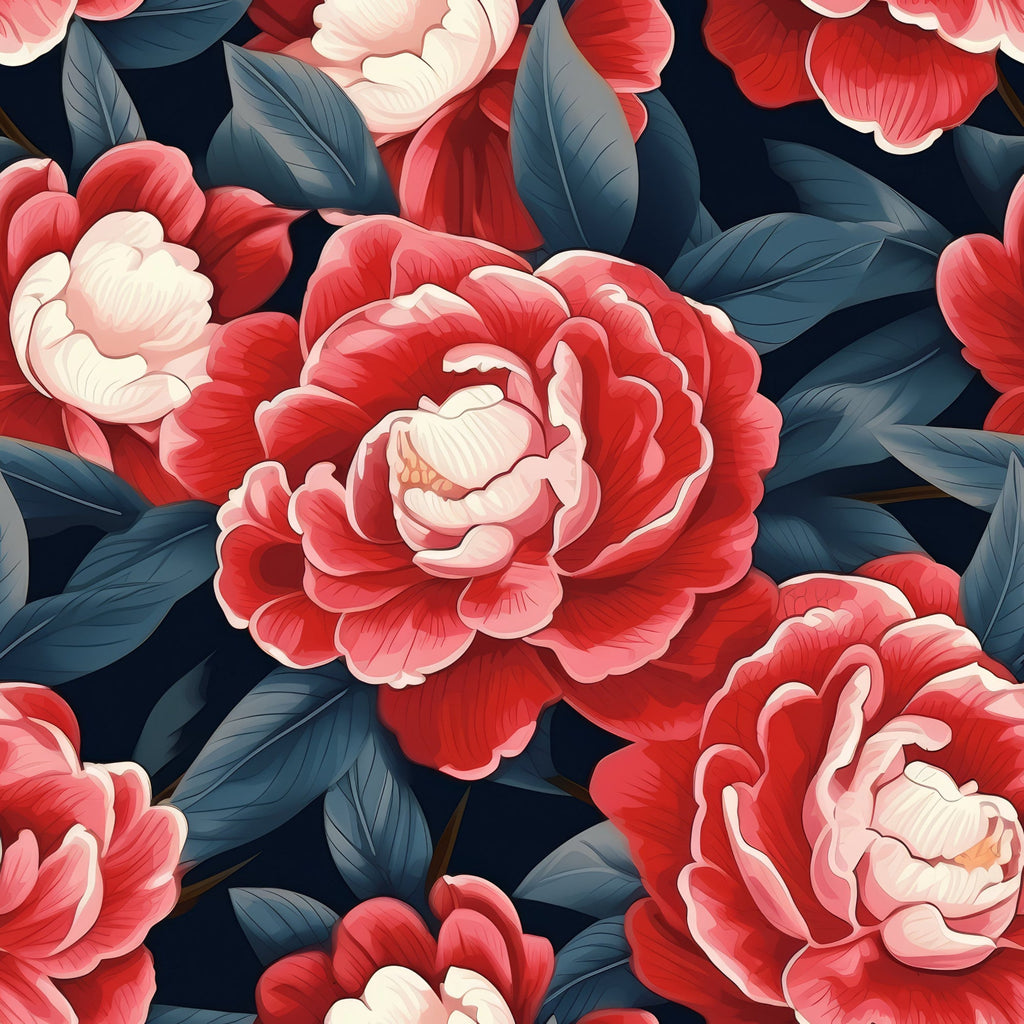 Camellia Flowers Pattern 4 Minky Fabric
