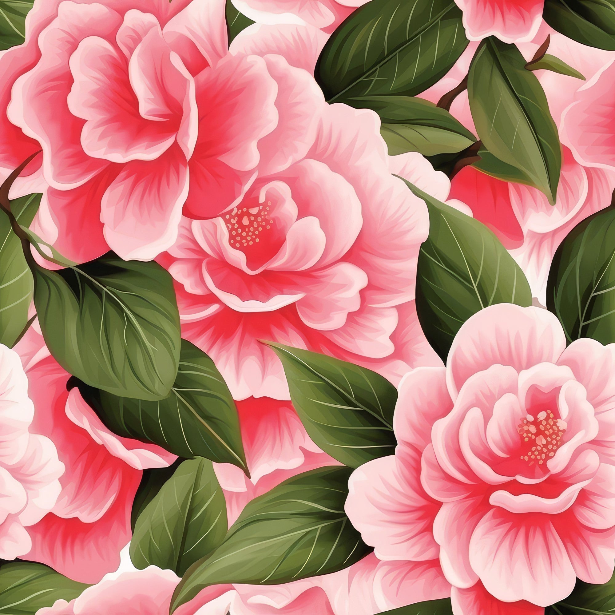 Camellia Flowers Pattern 6 Minky Fabric