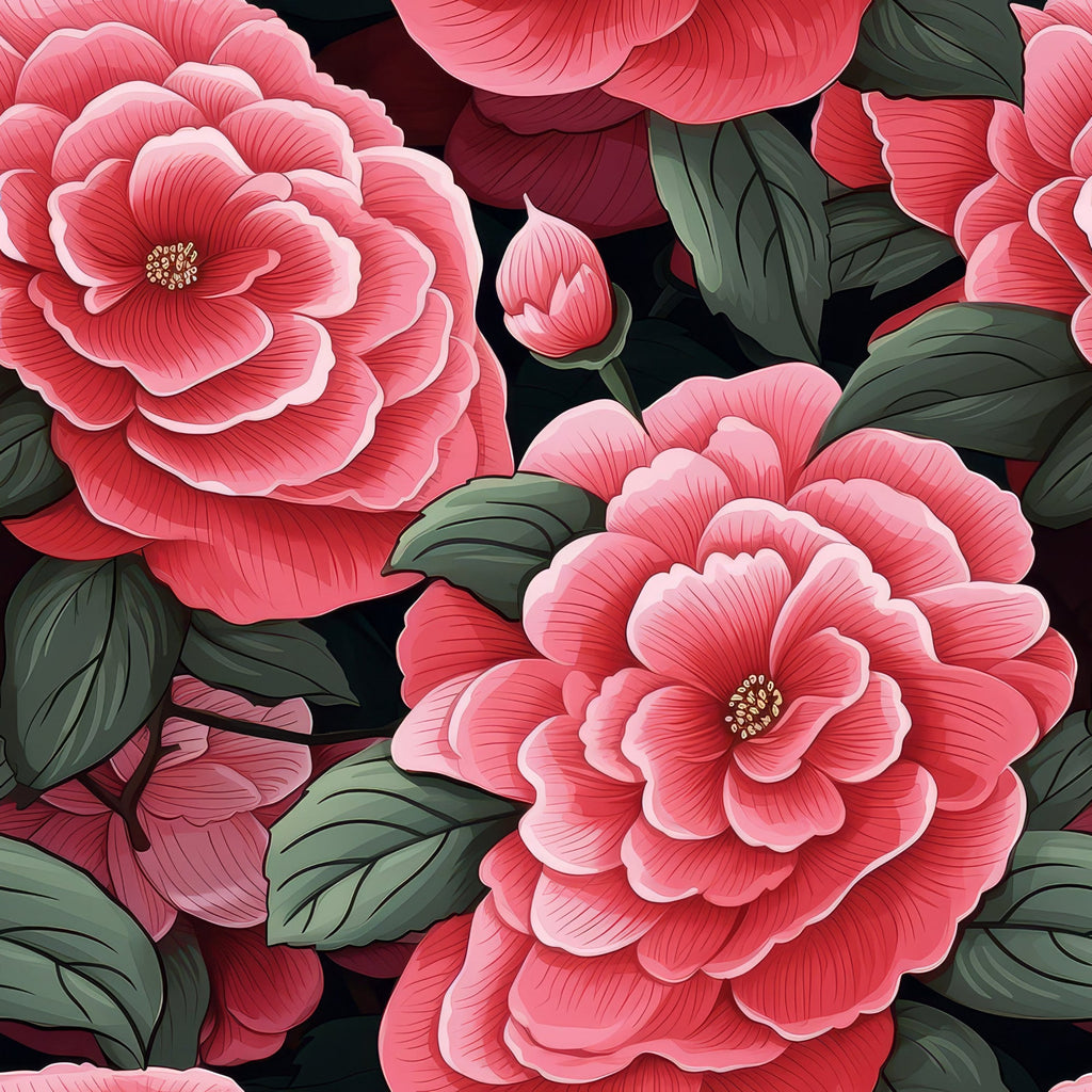 Camellia Flowers Pattern 7 Minky Fabric