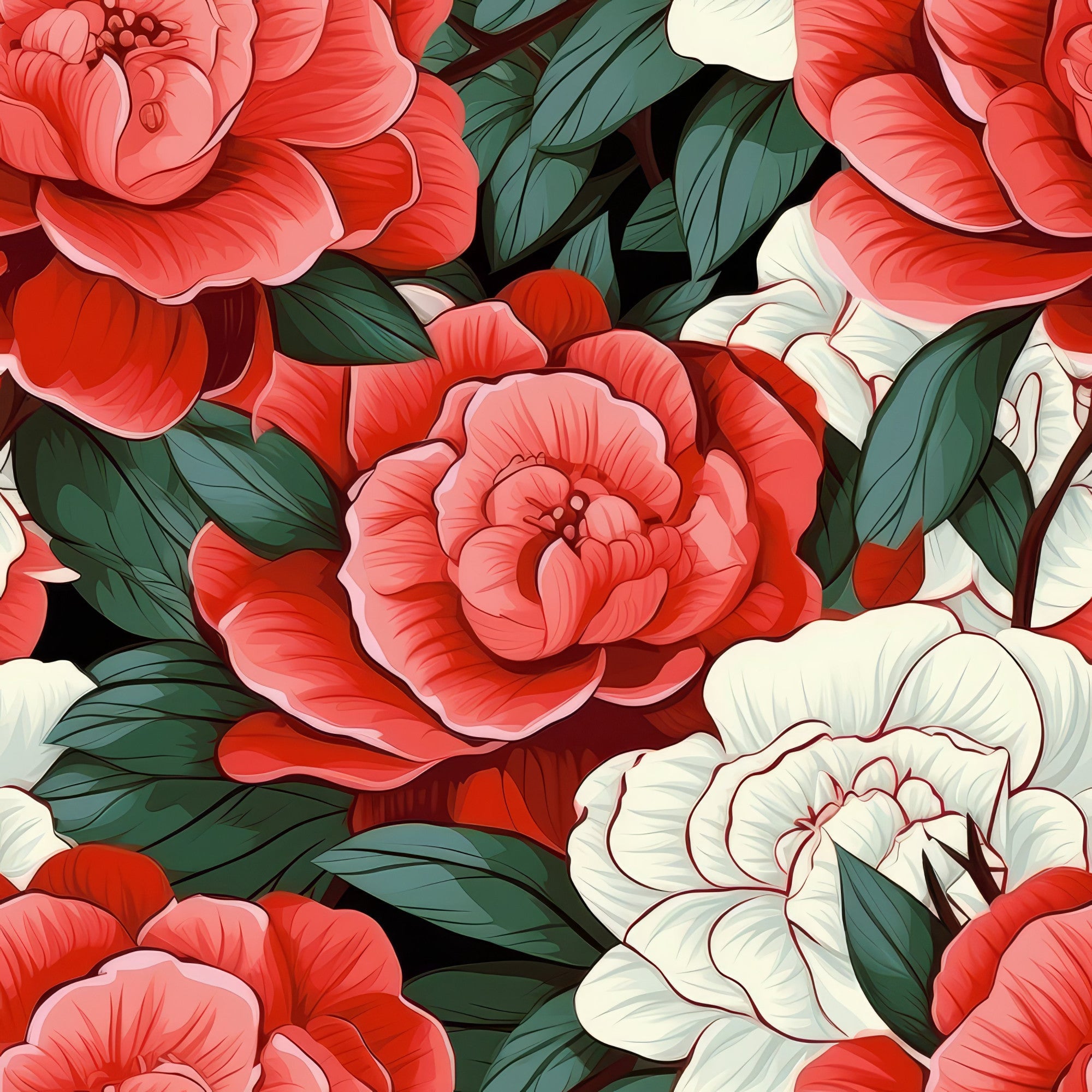 Camellia Flowers Pattern 8 Minky Fabric