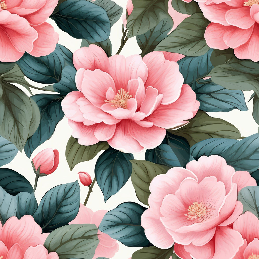 Camellia Flowers Pattern 9 Minky Fabric