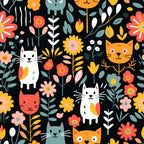 Catnip Bloom Whimsical Tabby Cat Pattern 1 Minky Fabric