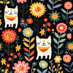 Catnip Bloom Whimsical Tabby Cat Pattern 10 Minky Fabric