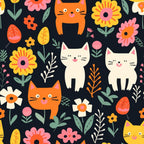Catnip Bloom Whimsical Tabby Cat Pattern 11 Minky Fabric