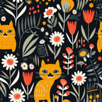 Catnip Bloom Whimsical Tabby Cat Pattern 13 Minky Fabric