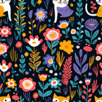 Catnip Bloom Whimsical Tabby Cat Pattern 14 Minky Fabric