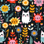Catnip Bloom Whimsical Tabby Cat Pattern 15 Minky Fabric