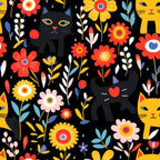 Catnip Bloom Whimsical Tabby Cat Pattern 4 Minky Fabric