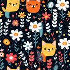 Catnip Bloom Whimsical Tabby Cat Pattern 7 Minky Fabric