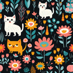Catnip Bloom Whimsical Tabby Cat Pattern 8 Minky Fabric