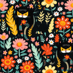 Catnip Bloom Whimsical Tabby Cat Pattern 9 Minky Fabric