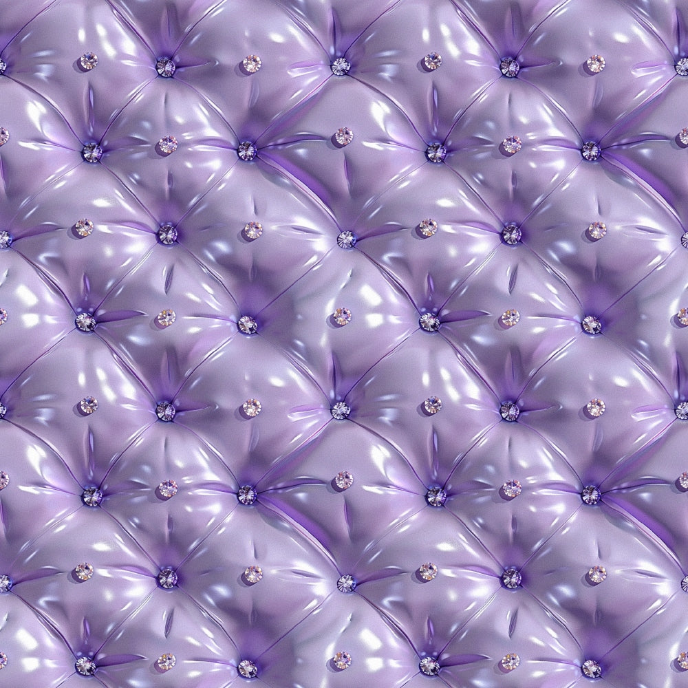 purple, lavender, lilac, tufted upholstery, diamond pattern, crystal buttons, rhinestone details, quilted texture, luxurious fabric, elegant design, glossy finish, geometric quilting, decorative buttons, sophisticated style, cotton fabric, quilting panel, repeating pattern, glamorous aesthetic, plush appearance, button-tufted