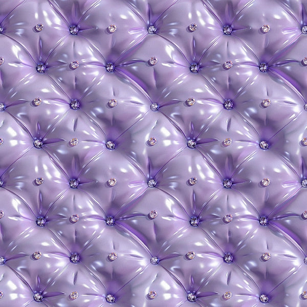 purple, lavender, lilac, tufted upholstery, diamond pattern, crystal buttons, rhinestone details, quilted texture, luxurious fabric, elegant design, glossy finish, geometric quilting, decorative buttons, sophisticated style, cotton fabric, quilting panel, repeating pattern, glamorous aesthetic, plush appearance, button-tufted