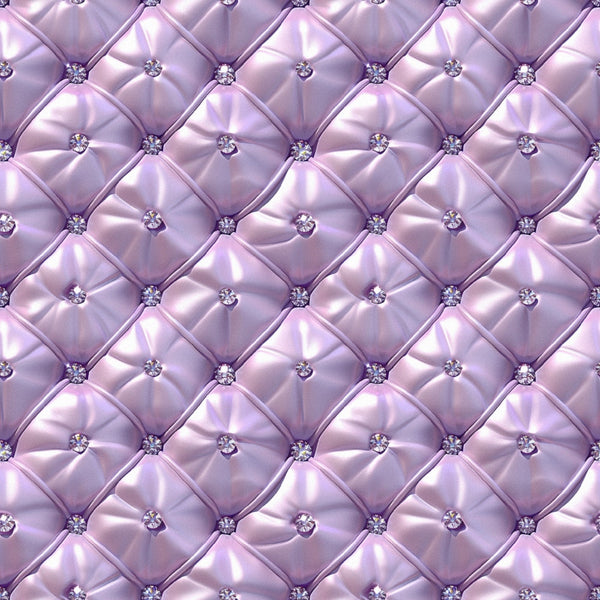 lavender, purple, quilted leather, diamond tufted, crystal buttons, rhinestone details, luxurious upholstery, satin finish, geometric pattern, padded surface, elegant texture, glossy fabric, decorative studs, sophisticated design,, fabric panel, glamorous style, shimmery surface, button-tufted, plush appearance